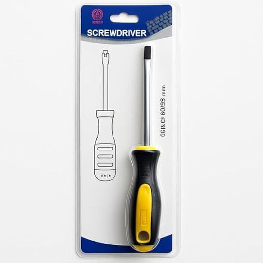 6x125mm Slotted Screwdriver 6mm Flat Head, Hardened Steel Shaft, Ergonomic Non-Slip Handle for Home Auto Workshop