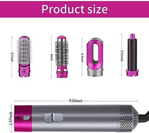 60 Pieces Air Brushes (Hair Dryer Brush – 5 in 1 Anion Hair Styler Set – Interchangeable Heads – Professional Hairdressing Tools – for All Hairstyles – Blow Drying – Volumizing – Straightening – Curling)