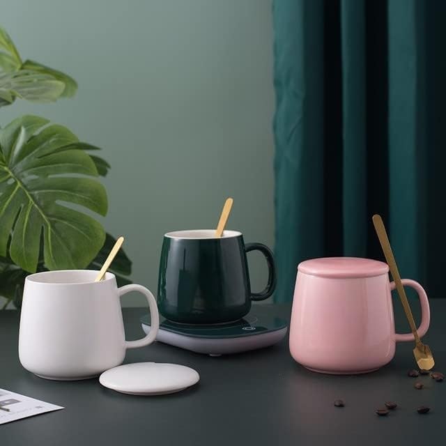 Coffee Mug Warmer with Mug, Electric Mug Warmer for Desk with Auto Shut-Off – Perfect for Keeping Coffee, Tea, Milk Warm, Compact Design, Includes Cup & Spoon – Ideal Gift for Home & Office