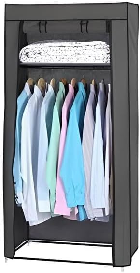 60 Pieces Closet Wardrobes (Portable – Metal Shelves – Dustproof Cover – 41.73x17.72x65.35 in – Black)