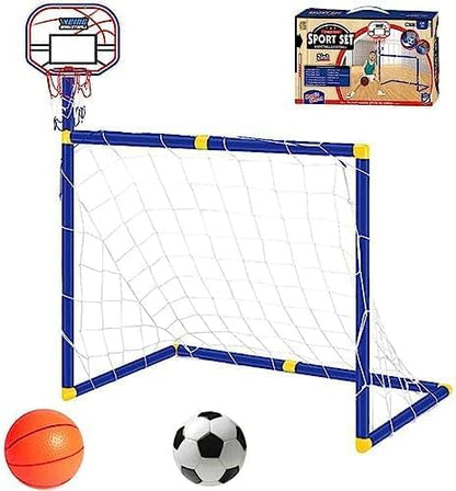 2-in-1 Outdoor Sports Play Set: Basketball, Football Combo for Versatile Backyard Fun