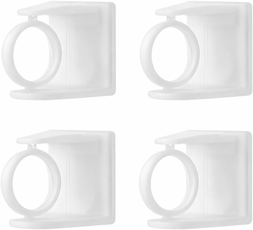 Wall-Mounted Curtain Rod Brackets – White – ABS Material – Pack of 4