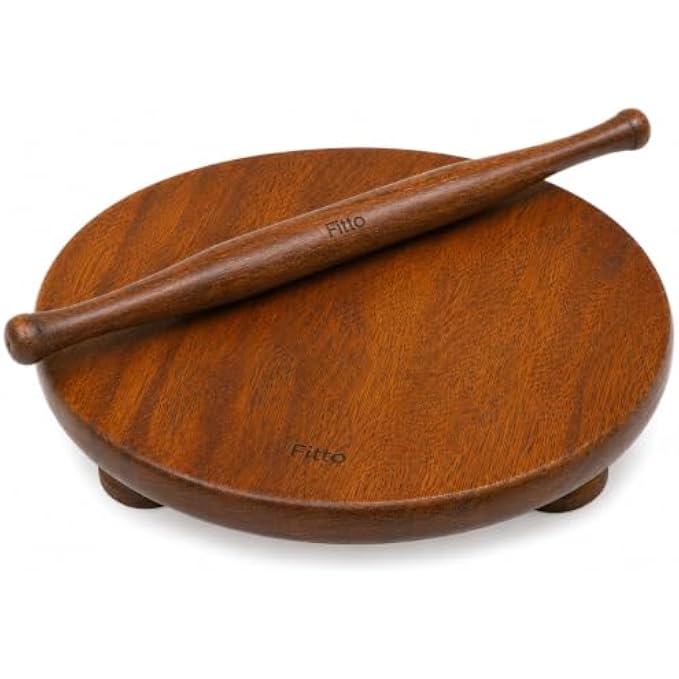 96 Pieces 8 inch Wooden Rolling Board and Rolling Pin Sets (Round Wood Chakla Belan for Roti – Chapati – Pizza – Pastry and Dough Rolling – Brown)