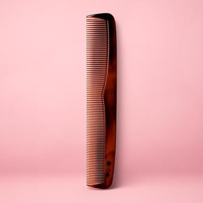 Brown 22cm Plastic Hair Comb - Wide & Fine Tooth Styling Comb for Men Women, Detangling Salon Comb, Portable Grooming Comb