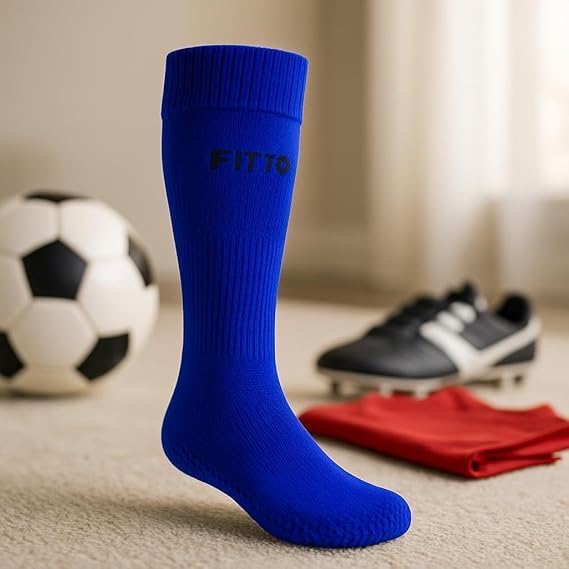 96 Pieces Anti-Slip Blue Football Socks for Kids - Comfortable & Durable Sports Socks