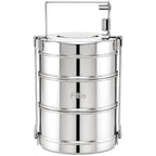 72 Pieces 3 Layer Stainless Steel Lunch Boxes with Carry Handle (304 Food-Grade Tiffin Carrier – Leak-Resistant Side Locks – Reusable Food Storage Container – Silver)