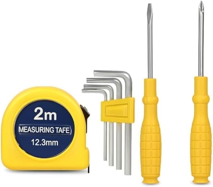 96 Pieces Multipurpose Tool Kits (Measuring Tape – Utility Cutter – L-Shape Hex Key (Allen) Set & Screwdriver Set – Compact Portable Hand Tools)