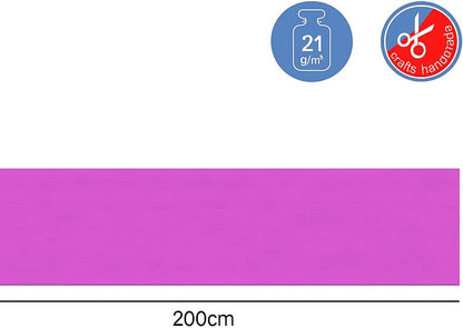 Crepe Paper Roll 200cm x 60cm Pink for Crafts, Decorations, DIY Projects