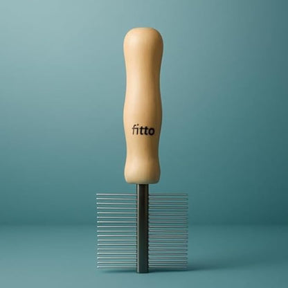 Wooden Handle Pet Comb 17 x 5 cm - Dog & Cat Grooming Comb for Tangles, Flea & Lice Removal