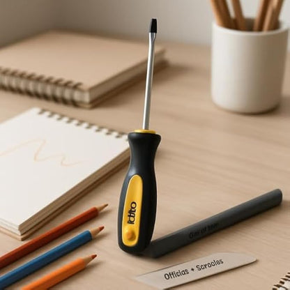 6x125mm Slotted Screwdriver 6mm Flat Head, Hardened Steel Shaft, Ergonomic Non-Slip Handle for Home Auto Workshop
