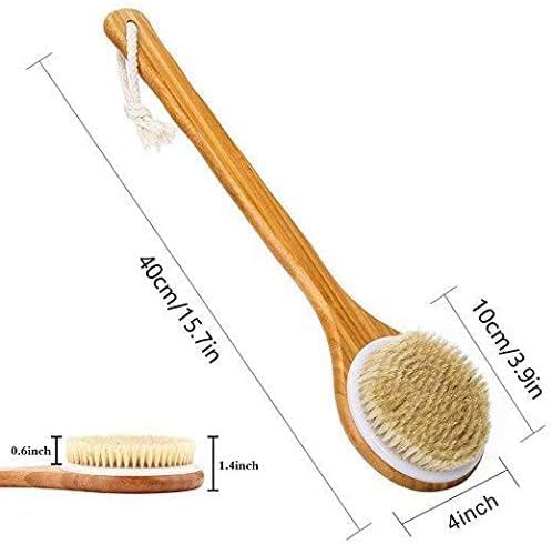 120 Pieces Bath Body Brushes with Long Handle - Natural Bristles (Back SPA Clean – Exfoliating & Massaging Bath Brush for Skin Care – Shower – and Relaxation – Gentle and Durable)