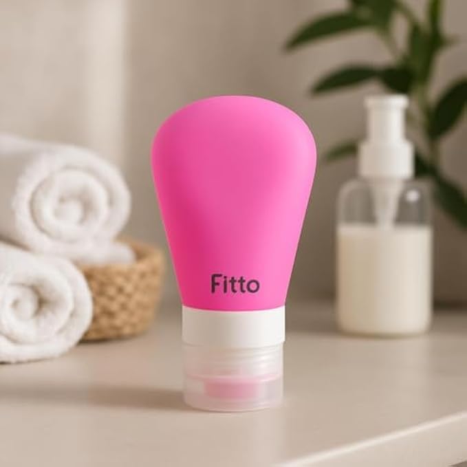 Silicone Travel Bottle Pink - Refillable Squeeze Leak-Proof Toiletry Dispenser for Shampoo Conditioner Lotion Sunscreen