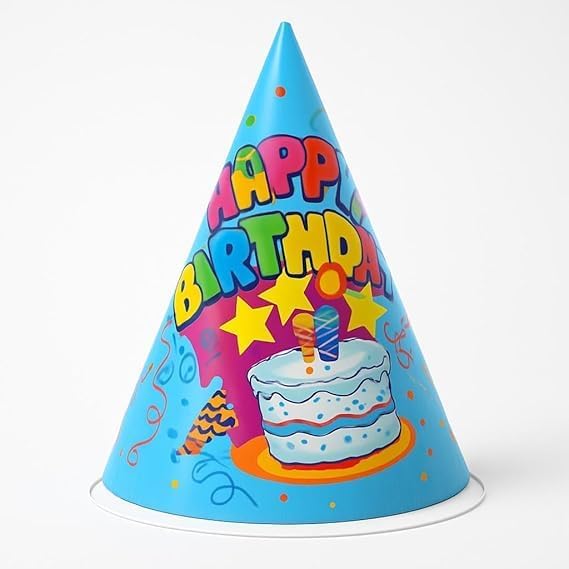 120 Pieces Birthday Cone Party Hats Medium Pack of 6 Blue - Kids & Adults Disposable Cone Caps