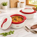 96 Pieces Stainless Steel Insulated Casseroles (1500 ML with Lid – Hot Pot Food Warmer – Easy-Grip Handles – Red and Cream)