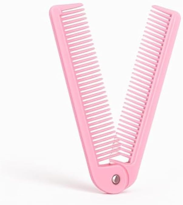 144 Pieces Folding Pocket Comb Pink - Compact Travel Hair Combs (Folding Detangling Comb with Wide & Fine Teeth – Portable Anti-Static Comb for Men Women)