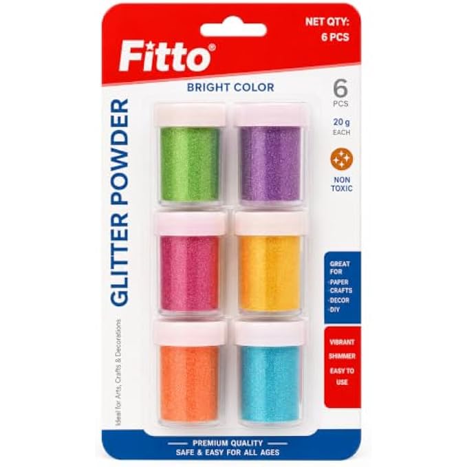 120 Pieces Glitter Powder Sets (6-Piece Assorted Colors – 20 g Each for Crafts – Decorations – Cards – DIY Art and School Projects)