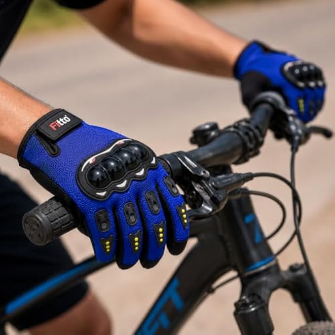 96 Pieces Full-Finger Cycling Gloves with Protective Knuckle Shell (Anti-Slip Grip and Padded Palm for MTB – Road and Outdoor Riding – Blue and Black)