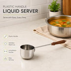 96 Pieces Stainless Steel Liquid Servers with Long Plastic Handle (Deep Serving Ladle for Soup – Curry – Gravy and Sauces – Silver and Brown)