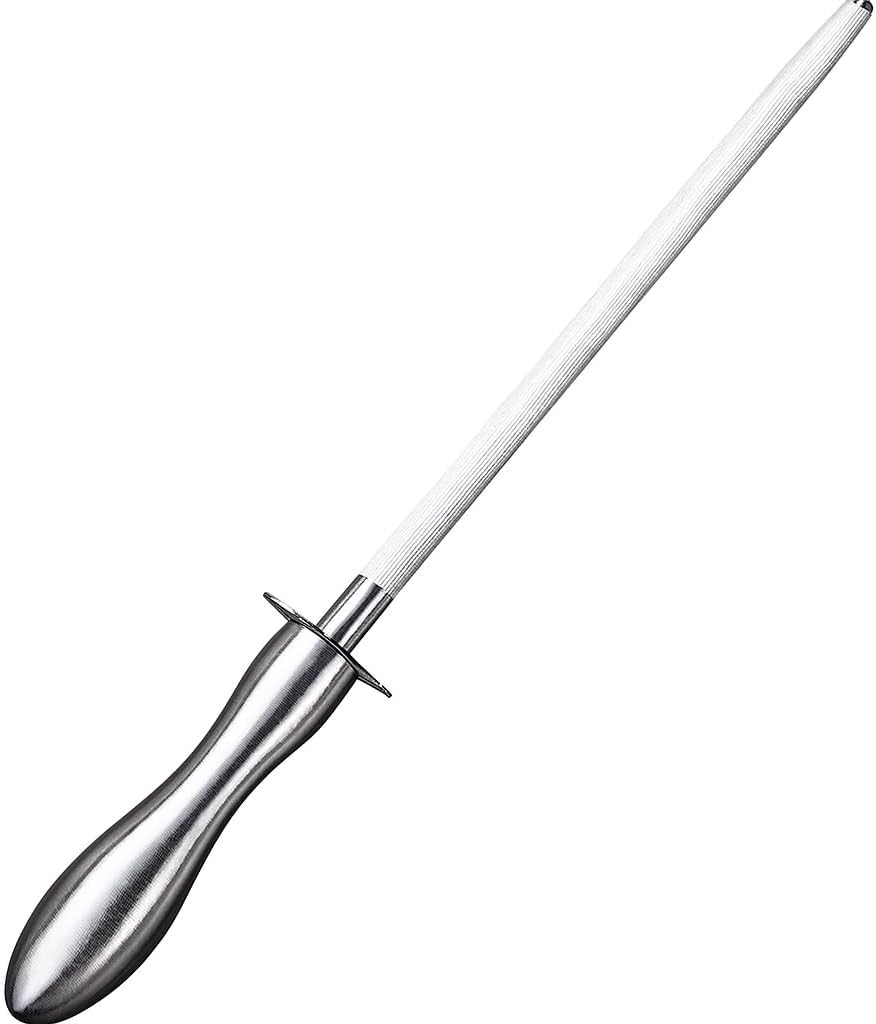 White Knife Cutter Sharpener - 3 Stage Blade Honing System - Professional Kitchen Knife Sharpener for Straight & Serrated Blades - Non-Slip Base, Ergonomic Design, Easy to Use