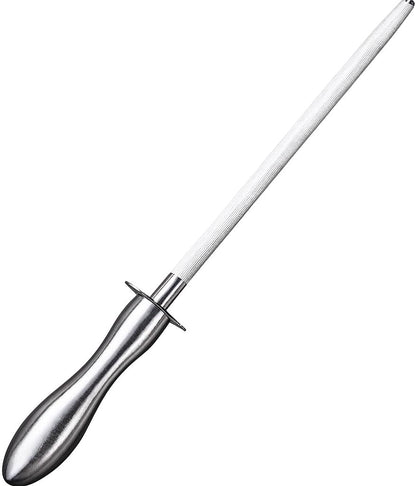 White Knife Cutter Sharpener - 3 Stage Blade Honing System - Professional Kitchen Knife Sharpener for Straight & Serrated Blades - Non-Slip Base, Ergonomic Design, Easy to Use