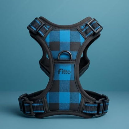 Dog Harness Blue Large L 32x30cm Adjustable Padded No-Pull Vest Pet Harness for Walking Training Reflective Nylon