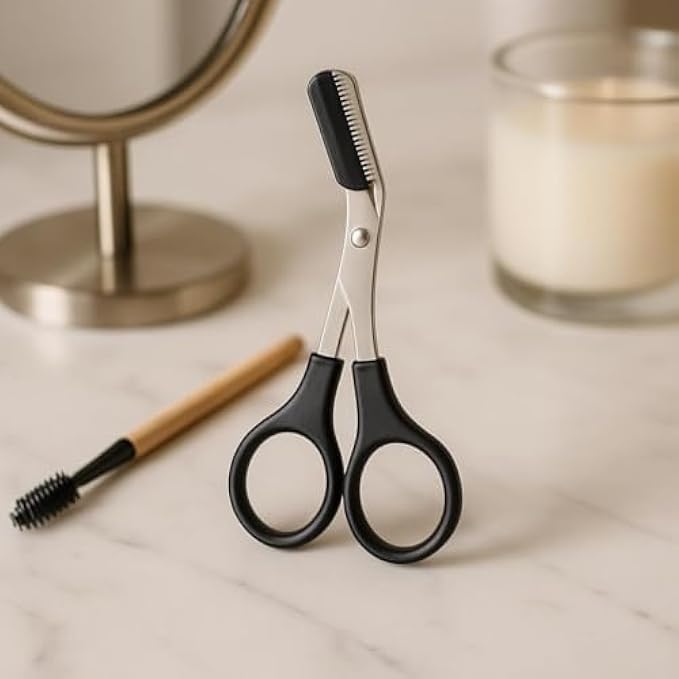 120 Pieces Stainless Steel Eyebrow Scissors Curved Tip Precision Trimmers for Eyebrows & Facial Hair Safety Point