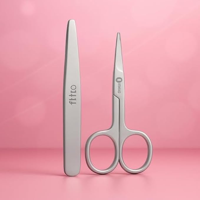 Stainless Steel Scissor & Tweezer Kit for Manicure, Pedicure & Eyebrow Grooming - Nail Scissors, Precision Tweezers, Cuticle Trimming Tool
