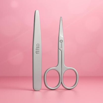 Stainless Steel Scissor & Tweezer Kit for Manicure, Pedicure & Eyebrow Grooming - Nail Scissors, Precision Tweezers, Cuticle Trimming Tool