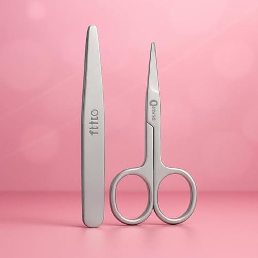 Stainless Steel Scissor & Tweezer Kit for Manicure, Pedicure & Eyebrow Grooming - Nail Scissors, Precision Tweezers, Cuticle Trimming Tool