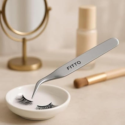 Bent Stainless Steel Tweezers 13 cm - Curved Angled Precision Tweezers for Eyebrow, Beauty, Electronics, Crafts, Medical