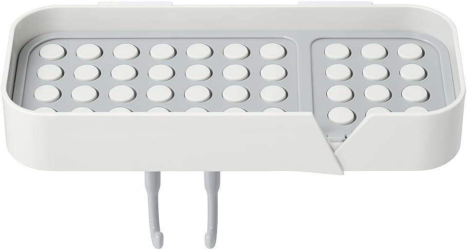 Luxury Wall Mounted Soap Box with Drain Compartment & 2 Hooks – Modern Self-Adhesive Design for Bathroom & Kitchen – Space-Saving 2024 Rockstar Model for Clutter-Free Organization