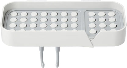 Luxury Wall Mounted Soap Box with Drain Compartment & 2 Hooks – Modern Self-Adhesive Design for Bathroom & Kitchen – Space-Saving 2024 Rockstar Model for Clutter-Free Organization