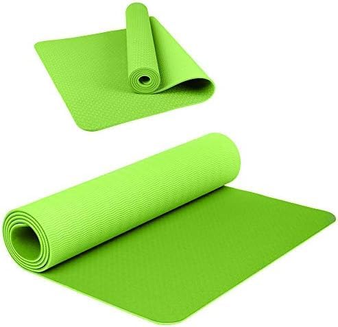 Fitto 4mm Thick Yoga Mat 61x183cm - Non-Slip, Eco-Friendly, Extra Durable Exercise Mat for Yoga, Pilates, and Home Workouts - Ideal for Men & Women, Lightweight and Easy to Carry, Green