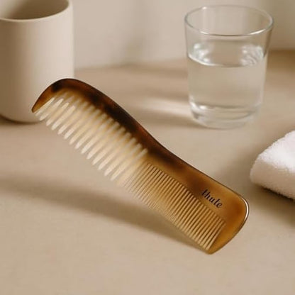 Large Tooth & Fine Tooth Comb Brown - Dual-Sided Wide Tooth & Fine Tooth Hair Comb for Detangling, Styling & Beard