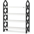 96 Pieces 4 Layer Shoe Racks (Space Saving Freestanding Organizer Shelf for Shoes – Slippers and Daily Storage – Black and White)