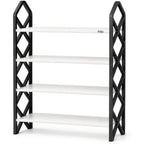 96 Pieces 4 Layer Shoe Racks (Space Saving Freestanding Organizer Shelf for Shoes – Slippers and Daily Storage – Black and White)