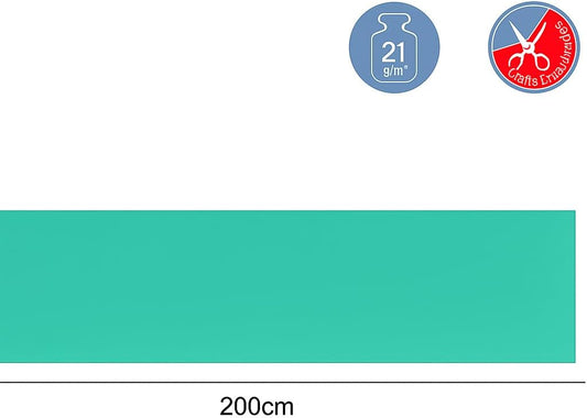 Crepe Paper Roll 200cm x 50cm Aqua Green for Crafts, Decorations, DIY Projects