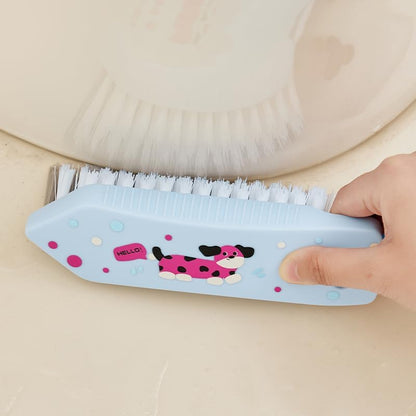 Multi-Functional Triangular Corner Cleaning Brush - Ergonomic Design in Rose Red and Blue