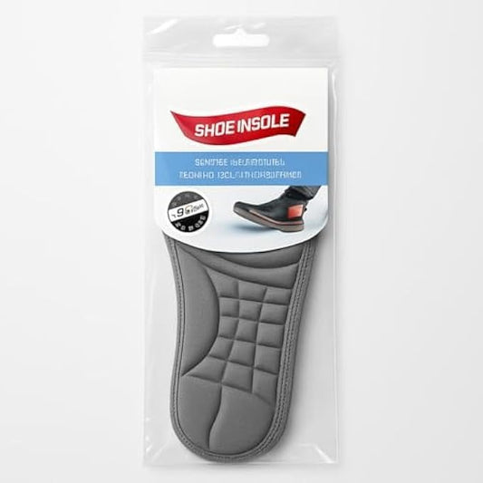Foam Shoe Insoles Grey 1 Pair Size 35-46 - Cushioned Removable Comfort Insoles for Men & Women, Breathable Shock Absorbing Inserts