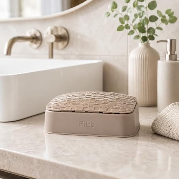 144 Pieces Plastic Soap Boxes with Textured Lid (Travel Friendly Soap Holder with Drainage Ventilation – Durable Hygienic Soap Case for Bathroom – Gym – Camping – Beige)