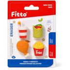 144 Pieces Food-Shaped Eraser Sets (4-Piece Assorted Drink Cup – Wrap – Fries and Chicken Pencil Erasers)