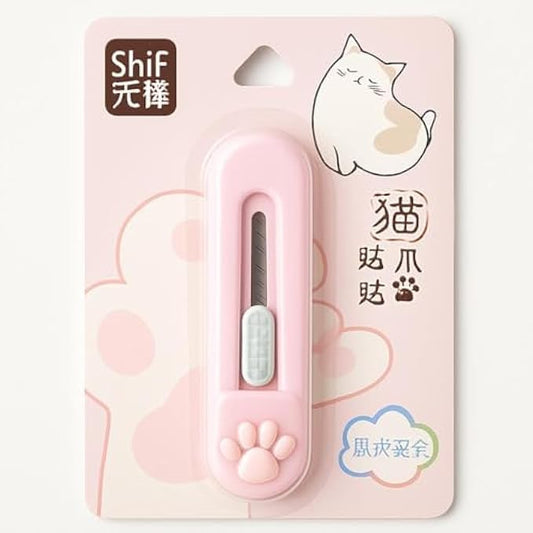 Cat Paw Utility Knife Assorted Colors – Compact Retractable Box Cutter & Safety Cutter for Packaging, Crafts, Cardboard, DIY, Office