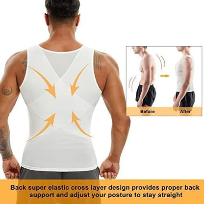 Compression Shirt, Body Shaper, Slimming Undershirt, Tank Top, Gynecomastia, Sleeveless Shapewear Vest, Men