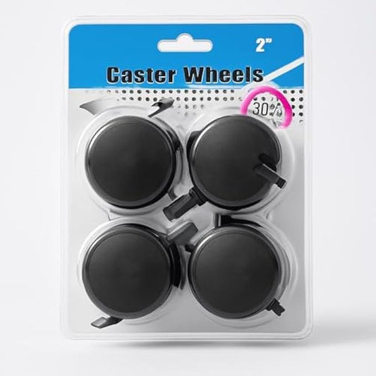 2 Inch Caster Wheels Black Pack of 4 - 2 Inch Swivel Replacement Furniture Casters for Chairs Sofas Cabinets Trolleys