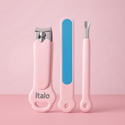 Pink Manicure Set - 10-Piece Nail Care Kit with Stainless Steel Nail Clippers, Cuticle Nipper, Nail File, Tweezers & Scissors in Travel Case
