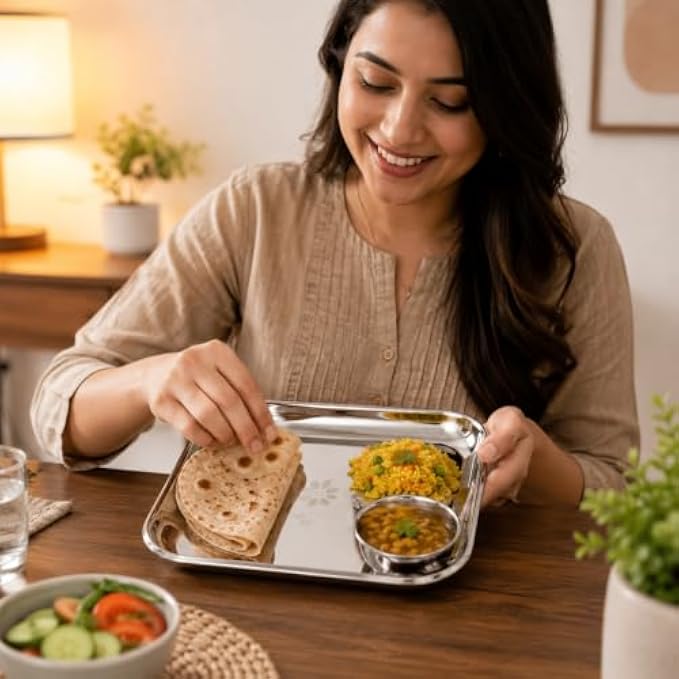 96 Pieces Stainless Steel Square Plates (Food-Grade Reusable Serving Plate with Raised Edges – Rust Resistant Easy Clean Dinner Plate for Home Kitchen Parties and Daily Meals – Silver)