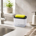 120 Pieces 2-in-1 Soap Pump and Sponge Caddies (400 ml Soap Dispenser with Drainage Tray – Press Top Sink Organizer – Refillable Countertop Sponge Holder – White and Black)
