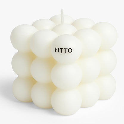 Bubble Cube Shaped Scented Wax Candle 5.6x5.3cm - Aesthetic Home & Decor Candle for Ambience – White