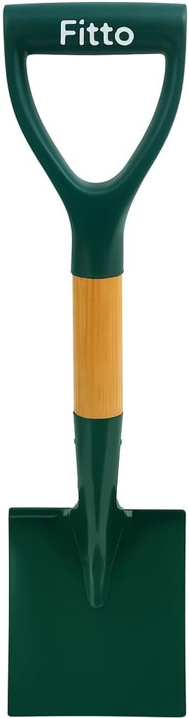 Small Garden Shovel with Green Metal Blade and Wooden Handle