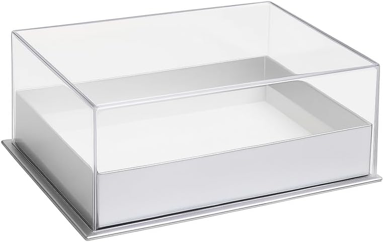 Transparent Acrylic Rectangular Box 18x13.5x7.5cm Silver Color for Storage and Display